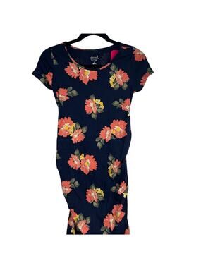 Isabel Maternity Blue Floral Print Short Sleeve T-Shirt Dress - XS - NWT